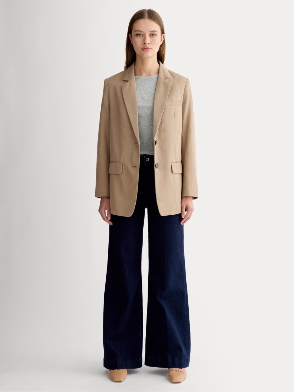 New Everlane Sz 2 THE OVERSIZED BLAZER ASH BROWN